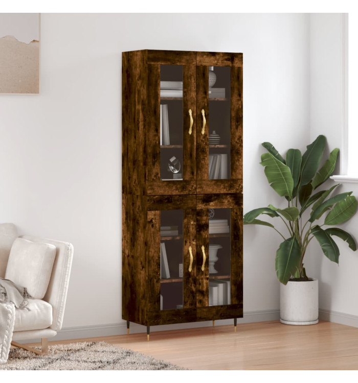Buffet haut Chêne fumé 69,5x34x180 cm Bois d'ingénierie | Mobilier & Déco