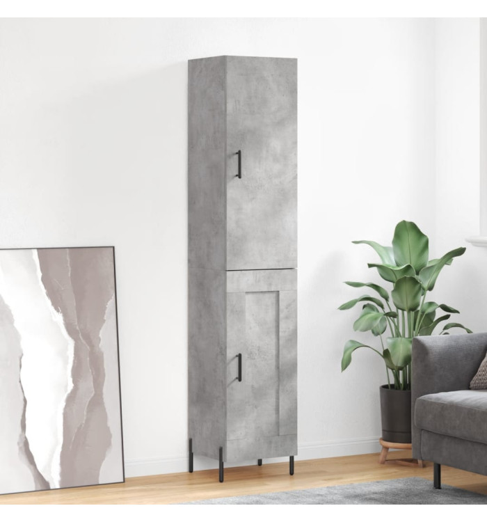 Buffet haut Gris béton 34,5x34x180 cm Bois d'ingénierie | Mobilier & Déco