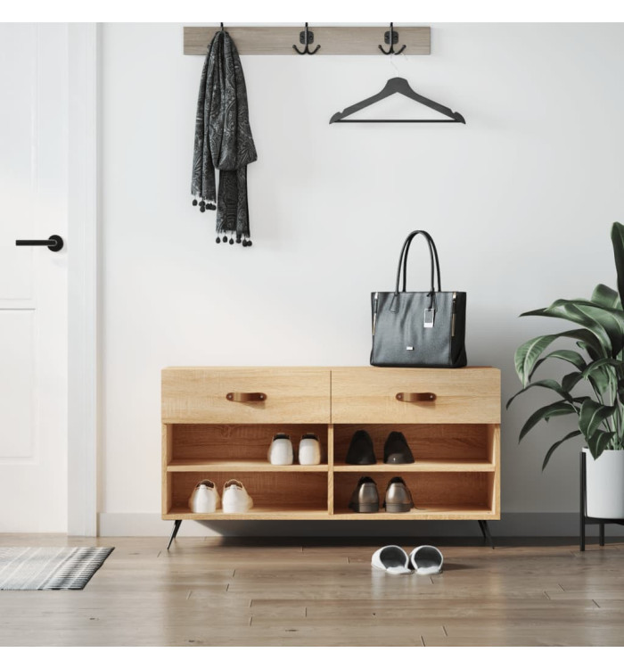Banc à chaussures chêne sonoma 102x35x55 cm bois d'ingénierie | Mobilier & Déco