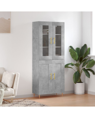 Buffet haut Gris béton 69,5x34x180 cm Bois d'ingénierie | Mobilier & Déco