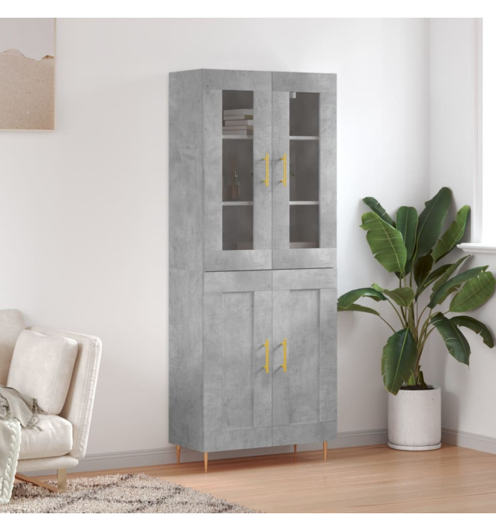 Buffet haut Gris béton 69,5x34x180 cm Bois d'ingénierie | Mobilier & Déco