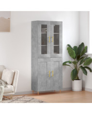 Buffet haut Gris béton 69,5x34x180 cm Bois d'ingénierie | Mobilier & Déco