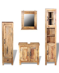 Meuble toilette+miroir et 2 armoires latérales Bois de manguier | Mobilier & Déco