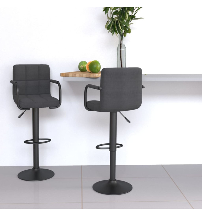 Tabourets de bar lot de 2 gris foncé tissu | Mobilier & Déco