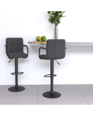 Tabourets de bar lot de 2 gris foncé tissu | Mobilier & Déco