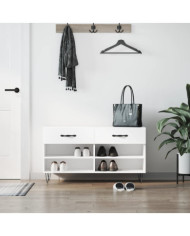 Banc à chaussures blanc 102x35x55 cm bois d'ingénierie | Mobilier & Déco