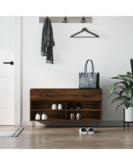 Banc à chaussures chêne marron 102x35x55 cm bois d'ingénierie | Mobilier & Déco