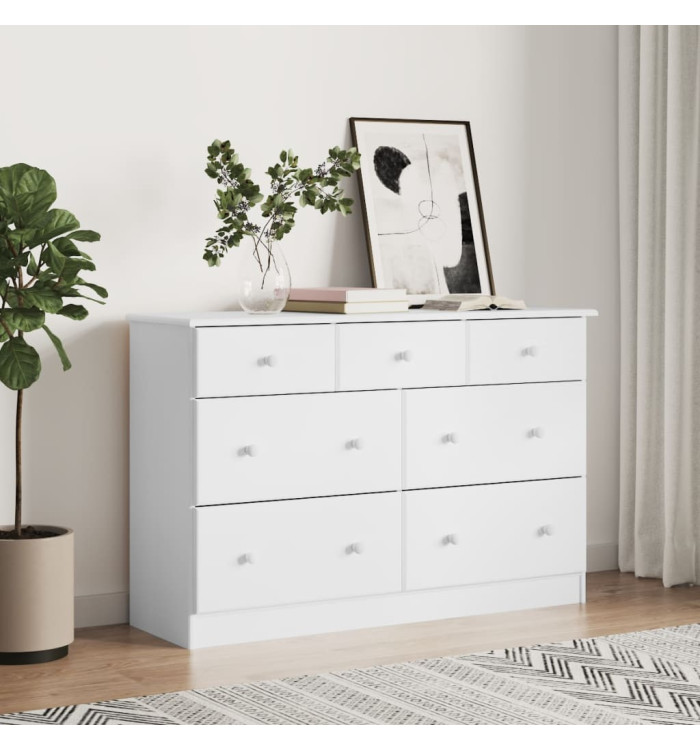 Commode ALTA blanc 112x35x73 cm bois massif de pin | Mobilier & Déco