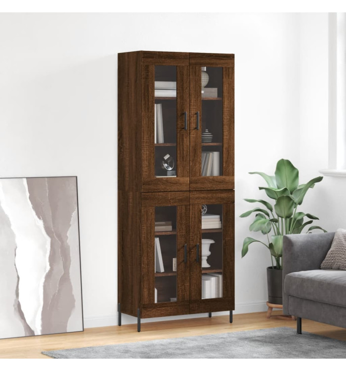 Buffet haut Chêne marron 69,5x34x180 cm Bois d'ingénierie | Mobilier & Déco