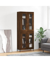 Buffet haut Chêne marron 69,5x34x180 cm Bois d'ingénierie | Mobilier & Déco