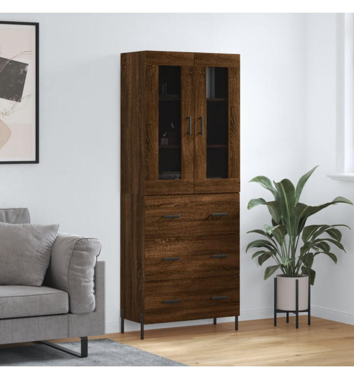 Buffet haut Chêne marron 69,5x34x180 cm Bois d'ingénierie | Mobilier & Déco