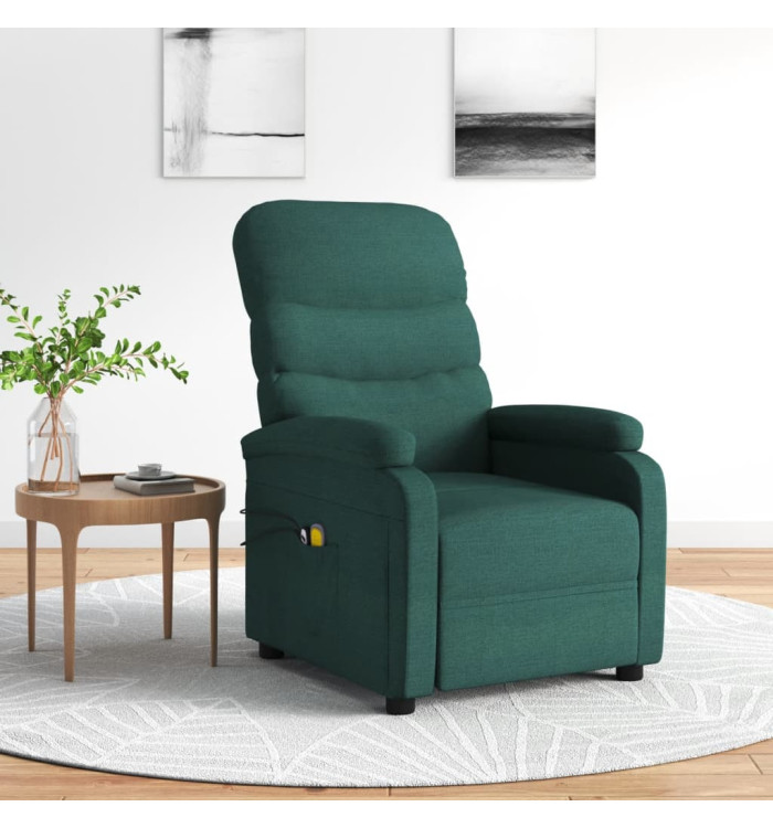 Fauteuil électrique de massage Vert foncé Tissu | Mobilier & Déco
