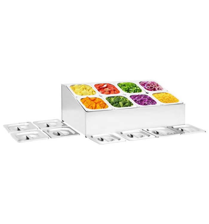 Récipient Gastronorm avec 8 bacs GN 1/6 Acier inoxydable | Mobilier & Déco