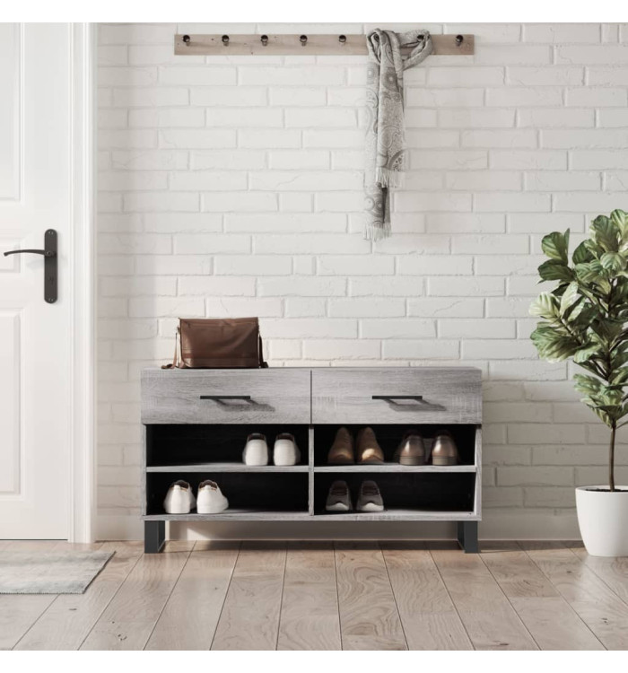 Banc à chaussures sonoma gris 102x35x55 cm bois d'ingénierie | Mobilier & Déco