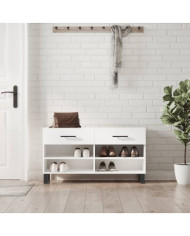 Banc à chaussures blanc brillant 102x35x55 cm bois d'ingénierie | Mobilier & Déco