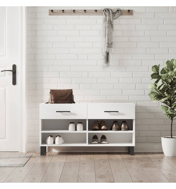 Banc à chaussures blanc 102x35x55 cm bois d'ingénierie | Mobilier & Déco