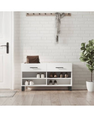 Banc à chaussures blanc 102x35x55 cm bois d'ingénierie | Mobilier & Déco