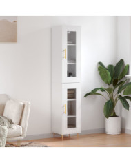 Buffet haut Blanc brillant 34,5x34x180 cm Bois d'ingénierie | Mobilier & Déco
