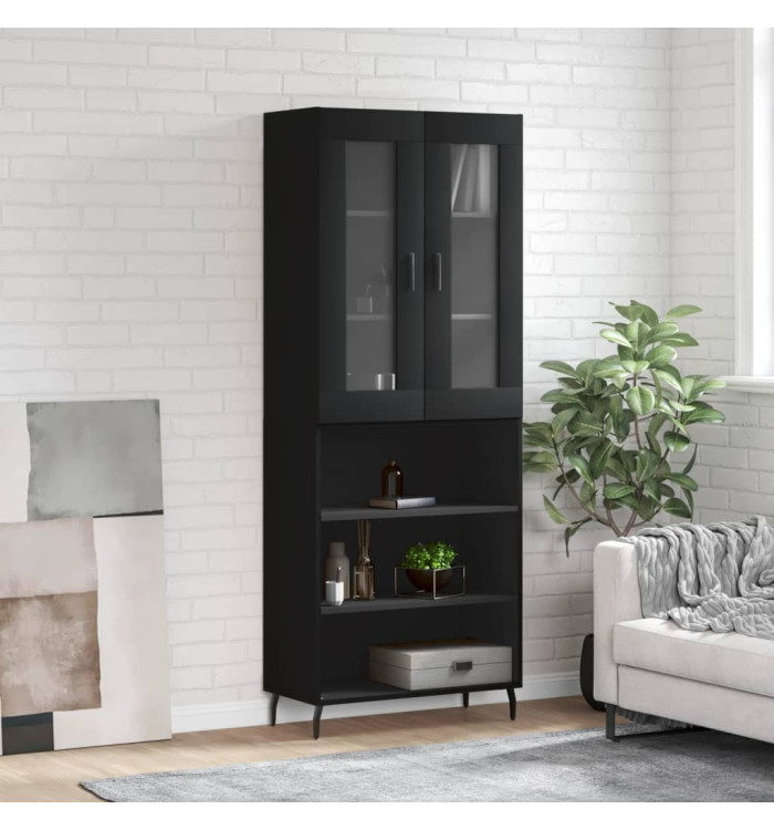 Buffet haut Noir 69,5x34x180 cm Bois d'ingénierie | Mobilier & Déco