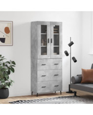 Buffet haut Gris béton 69,5x34x180 cm Bois d'ingénierie | Mobilier & Déco