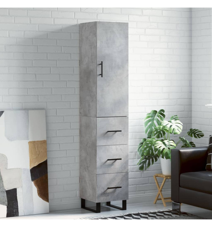 Buffet haut Gris béton 34,5x34x180 cm Bois d'ingénierie | Mobilier & Déco