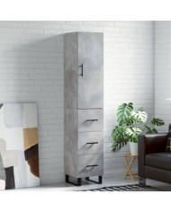 Buffet haut Gris béton 34,5x34x180 cm Bois d'ingénierie | Mobilier & Déco