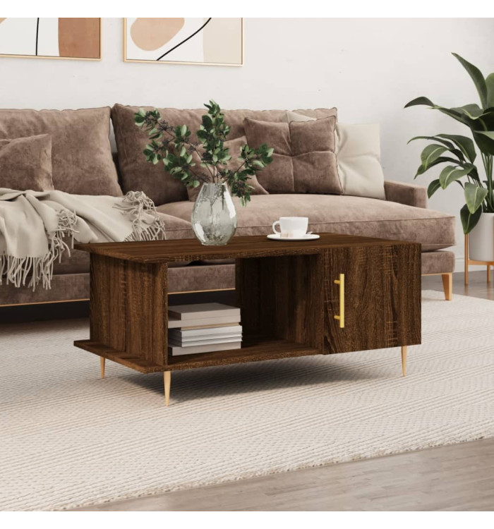 Table basse chêne marron 90x50x40 cm bois d'ingénierie | Mobilier & Déco