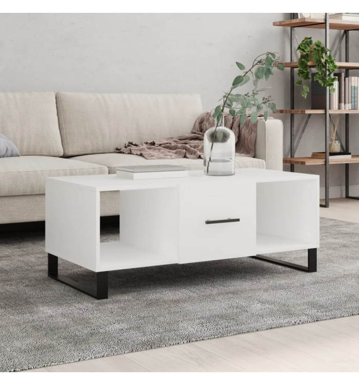 Table basse blanc 102x50x40 cm bois d'ingénierie | Mobilier & Déco