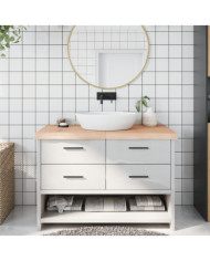 Comptoir de salle de bain 120x60x(2-6)cm bois massif non traité | Mobilier & Déco