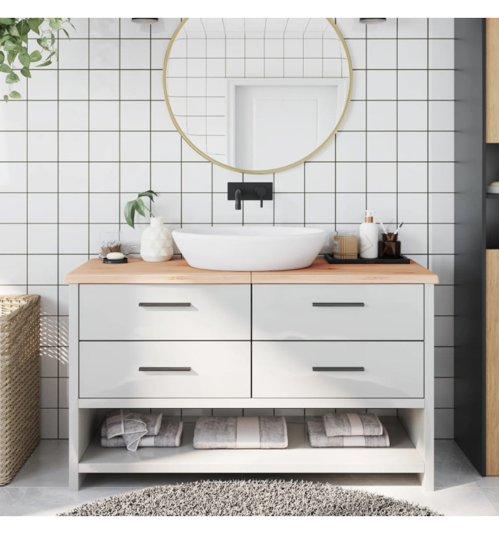 Comptoir de salle de bain 140x60x(2-4)cm bois massif non traité | Mobilier & Déco