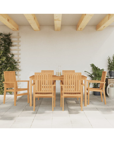 Chaises de jardin empilables lot de 6 56,5x57,5x91 cm bois teck | Mobilier & Déco