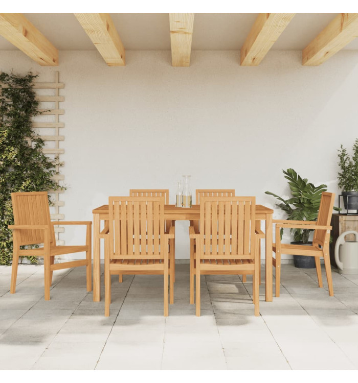 Chaises de jardin empilables lot de 6 56,5x57,5x91 cm bois teck | Mobilier & Déco