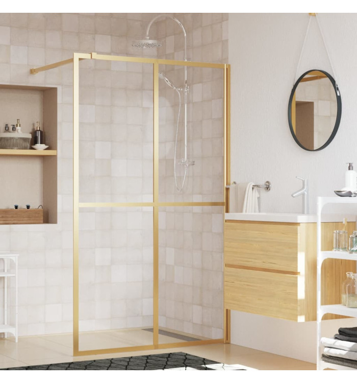 Paroi de douche avec verre ESG transparent doré 118x195 cm | Mobilier & Déco
