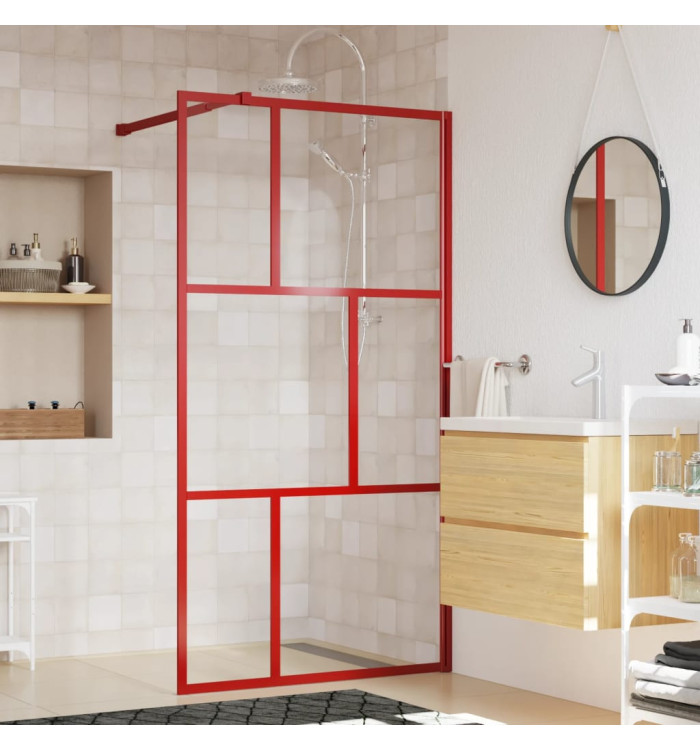 Paroi de douche avec verre ESG transparent rouge 100x195 cm | Mobilier & Déco