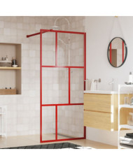 Paroi de douche avec verre ESG transparent rouge 90x195 cm | Mobilier & Déco