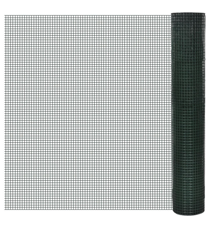 Grillage Acier galvanisé et revêtement en PVC 25 x 1 m Vert | Mobilier & Déco