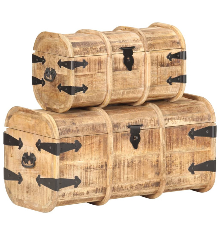 Coffres de rangement 2 pcs Bois de manguier massif | Mobilier & Déco