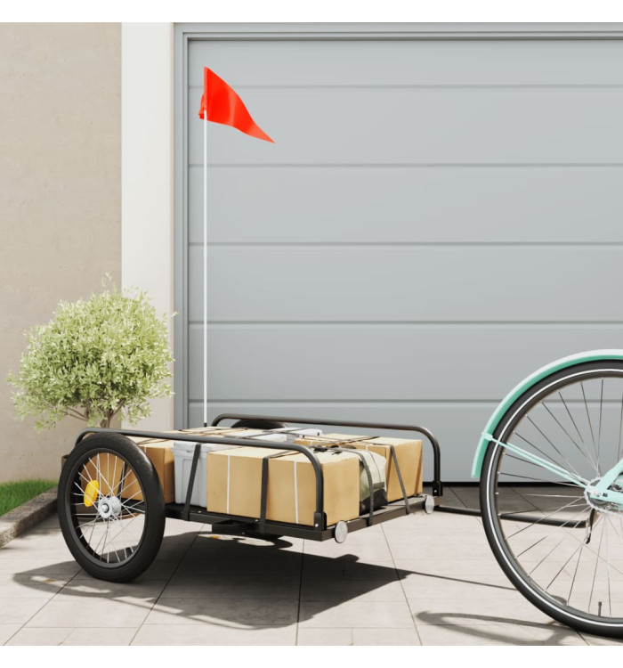 Remorque de vélo noir 135x70x37 cm fer | Mobilier & Déco