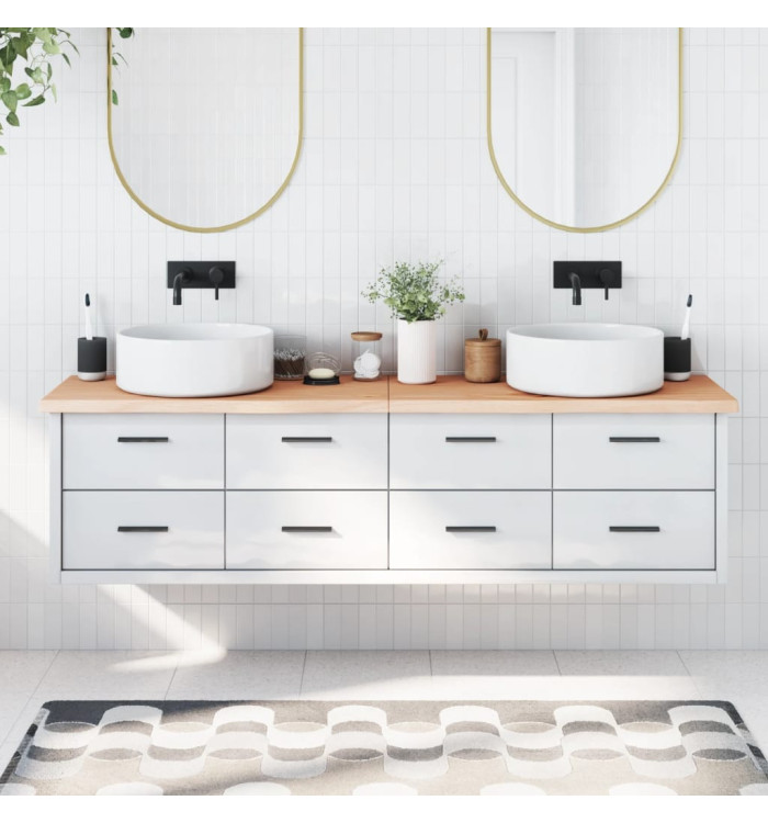 Comptoir de salle de bain 180x50x(2-4)cm bois massif non traité | Mobilier & Déco