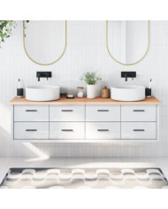 Comptoir de salle de bain 180x50x(2-4)cm bois massif non traité | Mobilier & Déco