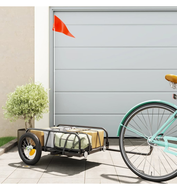Remorque de vélo noir 122x53x31 cm fer | Mobilier & Déco