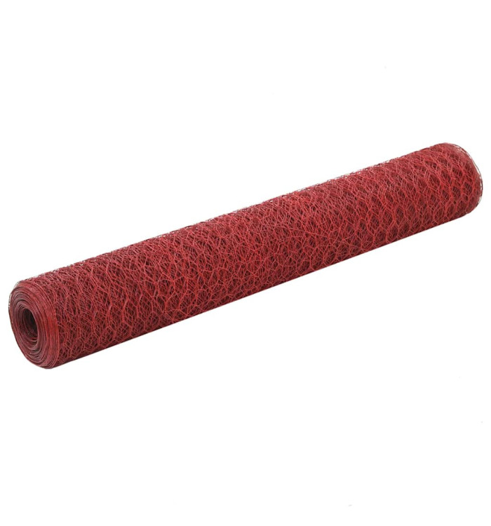 Grillage Acier avec revêtement en PVC 25x1 m Rouge | Mobilier & Déco