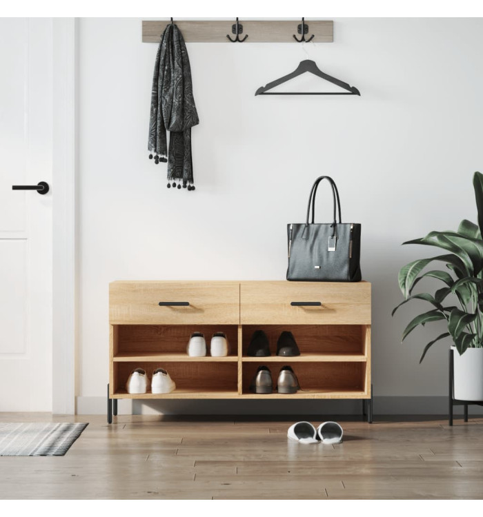 Banc à chaussures chêne sonoma 102x35x55 cm bois d'ingénierie | Mobilier & Déco