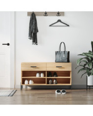 Banc à chaussures chêne sonoma 102x35x55 cm bois d'ingénierie | Mobilier & Déco