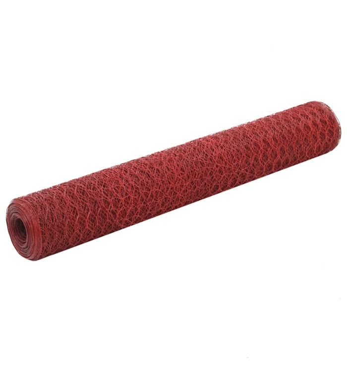 Grillage Acier avec revêtement en PVC 25x1 m Rouge | Mobilier & Déco
