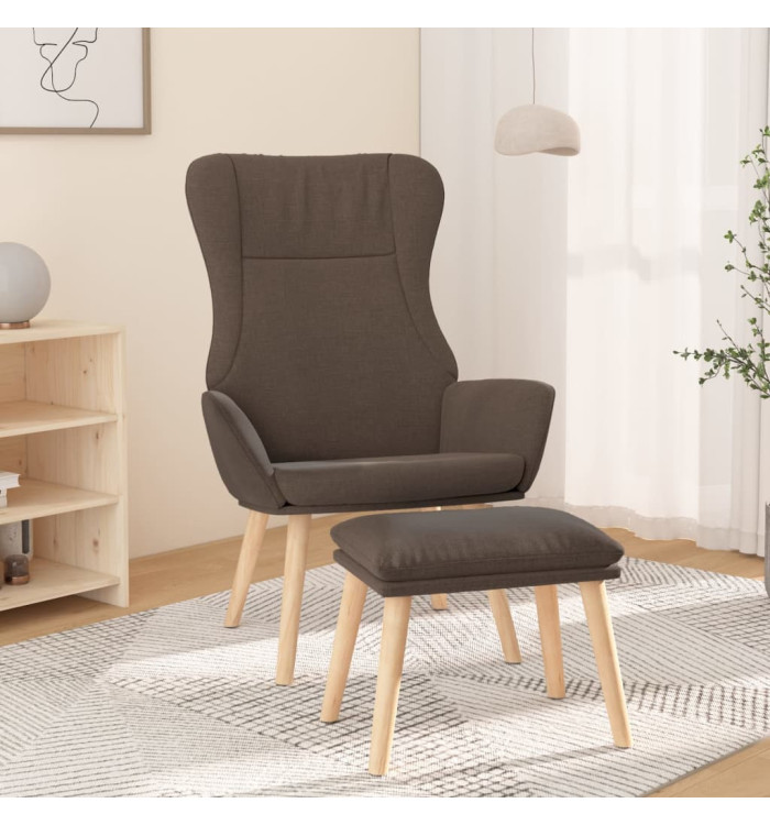 Chaise de relaxation avec repose-pied Taupe Tissu | Mobilier & Déco
