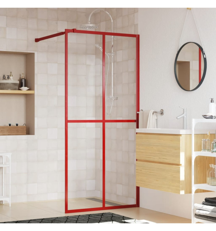 Paroi de douche avec verre ESG transparent rouge 80x195 cm | Mobilier & Déco