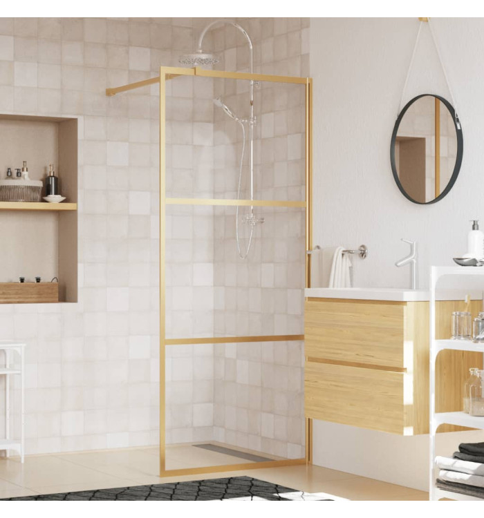 Paroi de douche avec verre ESG transparent doré 80x195 cm | Mobilier & Déco