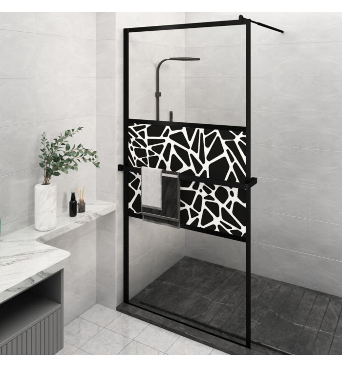 Paroi de douche avec étagère Noir 115x195cm Verre ESGetAluminium | Mobilier & Déco