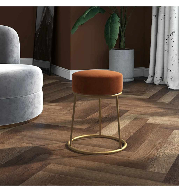 Tabouret rond Marron Velours | Mobilier & Déco